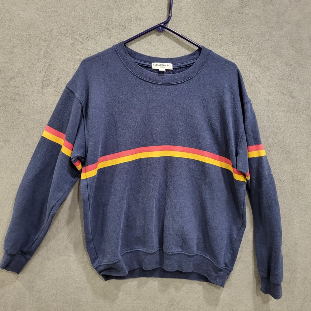 Sub Urban Riot Stripe‎ Sweatshirt Size Medium Relaxed Pullover Leisure Casual